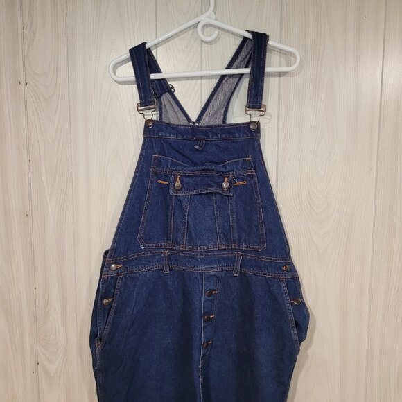 Vintage Roundy Ridge Bib Denim Blue Jean Carpenter Overalls Size 40 - Picture 2 of 8